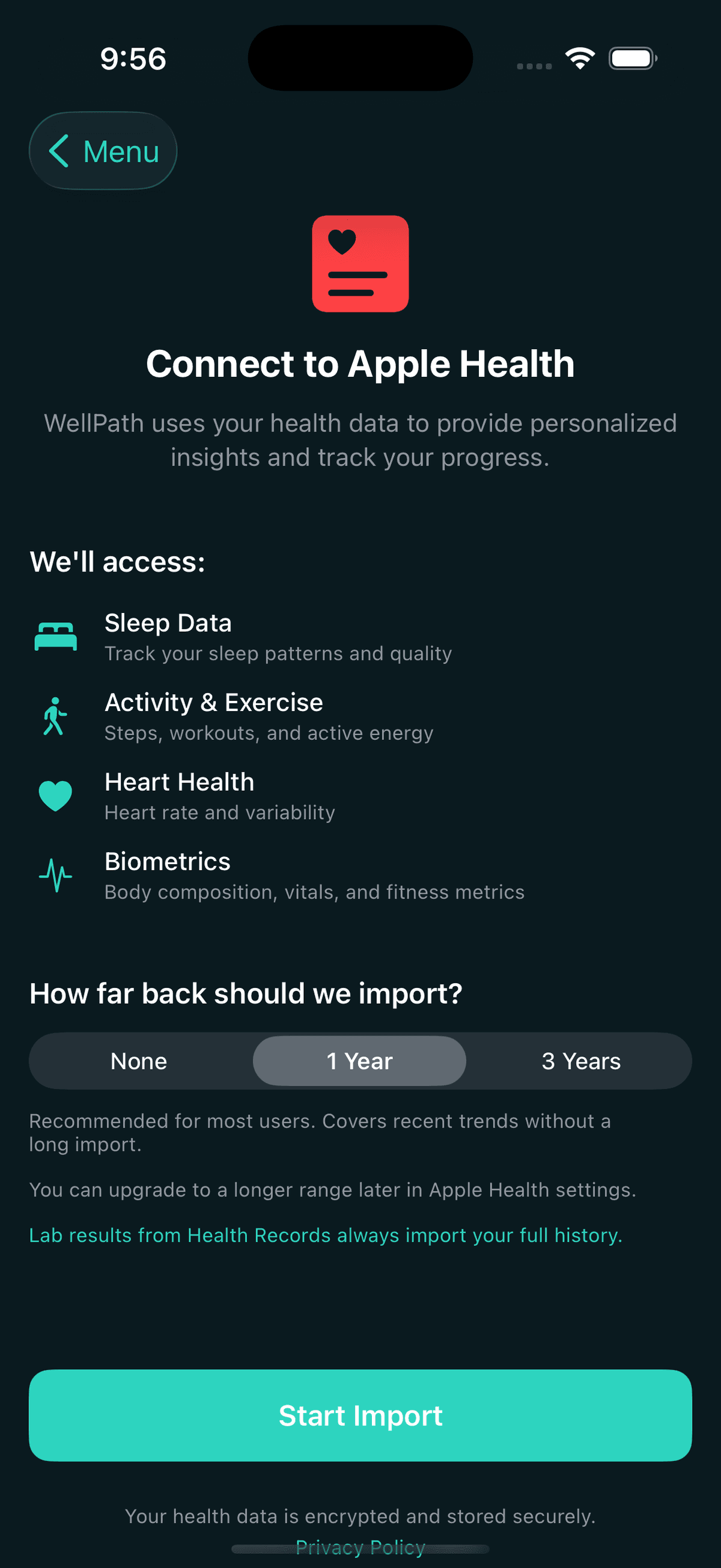 Apple Health sync setup