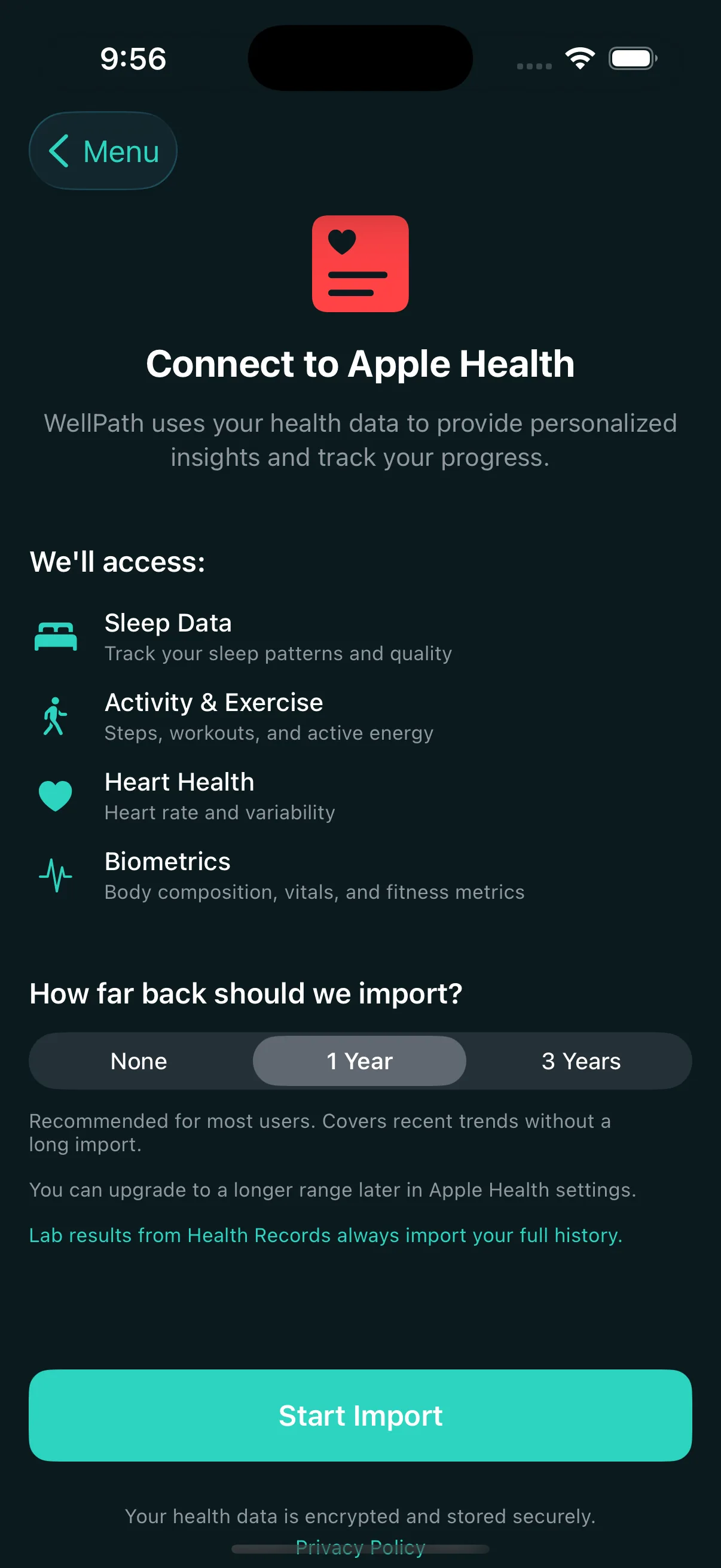 Apple Health sync setup