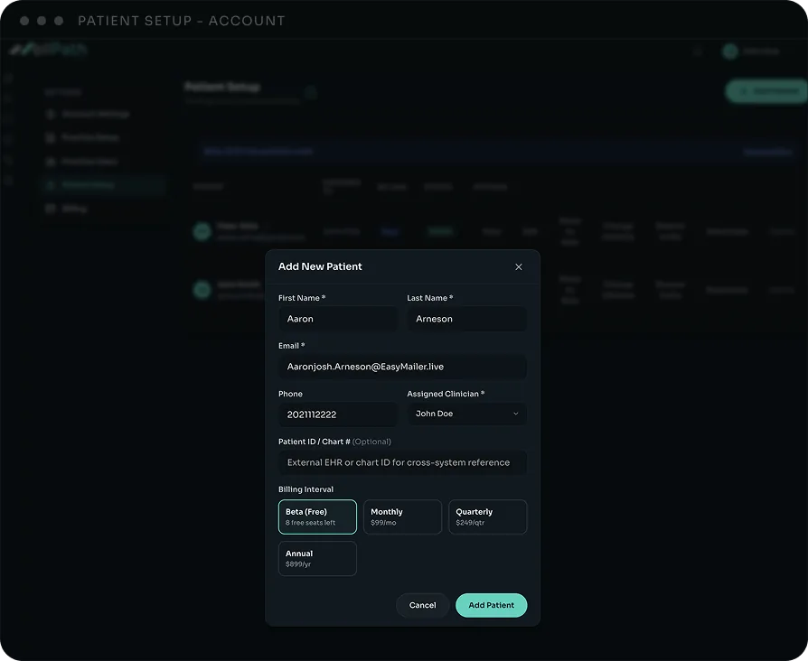 Add New Patient dialog